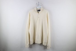 Vintage 90s Ralph Lauren Mens 2XL Blank Shawl Henley Pullover Sweatshirt Cream - $59.35