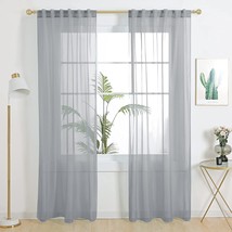 Deconovo Grey Sheer Curtains, Voile Sheer Curtains, Sheer Curtain, 2 Panels - £28.30 GBP