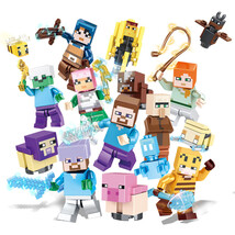 24Pcs Minecraft Minifigure Steve Alex Bee Pig Wolf Cow Vex Zombie Mini B... - $22.99