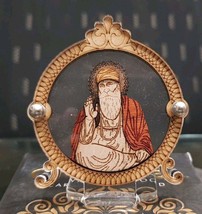 Sikh guru nanak dev ji wood carved photo portrait singh kaur desktop sta... - $28.60