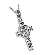 Celtic Cross Necklace Stainless Steel Irish Made Jewelry - £126.81 GBP