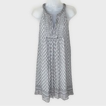JOIE ASTOR Silk Dress Stone Grey floral boho beaded neckline detail size xs - £30.07 GBP