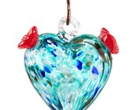 Heart Hummingbird Feeder 5.5&quot; High Hanging Colored Soft Blue Glass S-Hoo... - $44.54
