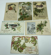 1908 1910 Postcards Stamp Vintage Christmas Bells Holly Red Green Gold A... - £11.04 GBP