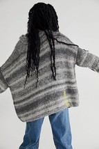 New Free People Pieced Back Together Pullover SWEATER $198 ASPHALT COMBO... - £70.50 GBP