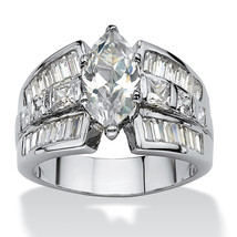 PalmBeach Jewelry 7.87 TCW Marquise-Cut CZ Engagement Ring Platinum-Plated - £39.94 GBP