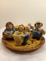 Rare Vintage 10-Piece Miniature Raggedy Ann &amp; Andy Tea Set 1994 Unboxed - £22.29 GBP