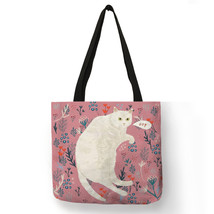 Cute Cat Diary Painting Tote Bag Girl Catkeeper Art Fashion Travel Bag Women Lei - £13.61 GBP