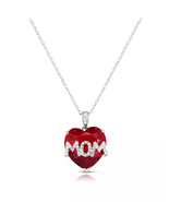 Gift for Mom Birthday / Mothers Day Simulated Ruby Pendant in Silver Plate  - £43.10 GBP