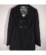 GUESS Womens Double Breasted Coat Gently Used Large Black  - £39.31 GBP