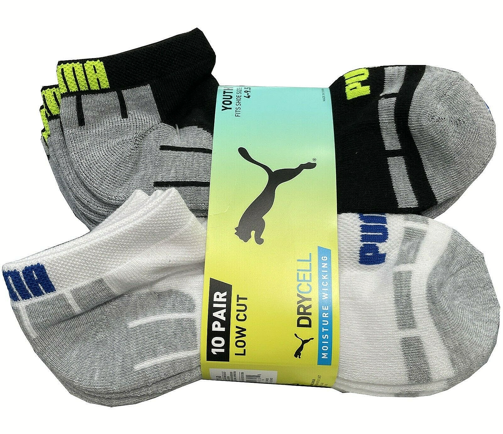 Puma 10 pair low cut moisture wicking arch support socks for girls Kids/Youth - $18.05