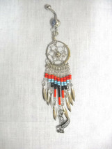 SUPER LONG BEADED RED BLUE &amp; BLACK TASSEL DREAM CATCHER w EAGLE CHARM BE... - £9.42 GBP