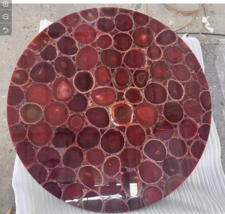 Red Agate Round Table Agate Coffee Table Handmade Console Table Living R... - $191.86+