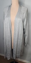 Women&#39;s 89th &amp; Madison 2X Long Open Cardigan Sweater Silver Gray NEW - £17.48 GBP