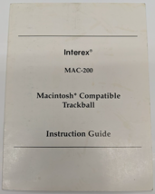 Interex MAC 200 Macintosh Compatible Trackball Instruction Guide 1980s - £11.72 GBP