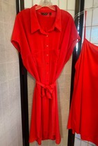 EUC Mlle Gabrielle Red Button Up Belted 2 Piece Shirt Dress Size 3X - $17.82