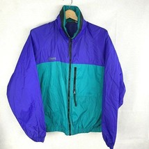 Vintage Columbia Sportswear Turquoise Purple Hooded Windbreaker Jacket Medium - £26.43 GBP