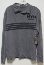 NHL Nwt &#39;47 Brand Long Sleeve Polo Shirt New York Rangers Adult Size Large Grey - £32.16 GBP