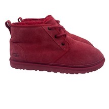 UGG Neumel Boots Shoes Chukka Red Suede Lace Up Faux Fur Wool Lined Mens 11 - $79.19