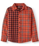 Wonder Nation Boys Long Sleeve Woven Button Shirt Small (6-7) Orange Plaid - $14.50