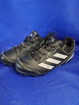 Adidas Rundown Youth Boys Size 13 Black White Baseball Cleats Shoes ABBC18 - £14.88 GBP