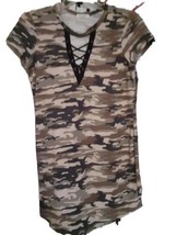 Ultra Flirt Long Sleeveless  Knit Sweater Shirt Top Camo Gray Green Medium - $12.86