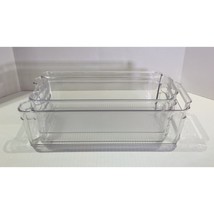 Clear storage bin containers organizing shelves refrigerator pantry w/ h... - £22.83 GBP
