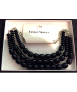 Studio Works black beads 3 strand necklace adjustable New with Tag &amp; box - £12.18 GBP
