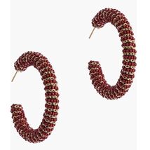 Deepa Gurnani Zareen Hoop Earrings, Maroon/Gold, NWT - $66.00
