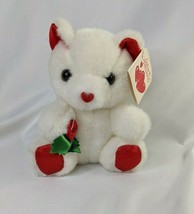 Dan Dee Soft Expressions White Bear Rose Plush 7 Inch Stuffed Animal Toy - $15.95