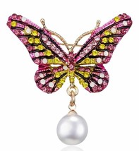 Stunning diamonte gold plated vintage look butterfly christmas brooch cake pin b - £12.10 GBP