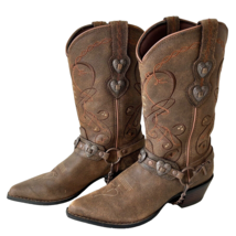 Durango Crush Distressed 11&quot; Heartbreaker Concho Western Cowboy Boots-Womens 6.5 - £75.89 GBP