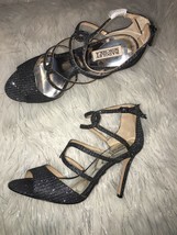 Badgley Mischka Caged Sandals Glitter Zip Heeled Shoes SZ 9 NEW - £138.79 GBP