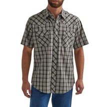 Wrangler Pearl Snap Men&#39;s Short Sleeve Western Shirt Medium Neutral Gray - £14.84 GBP