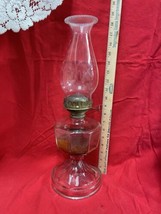 Vintage Giant Clear Pressed Glass Oil Lamp With Sun Pattern 18 1/2” Tall - £28.82 GBP