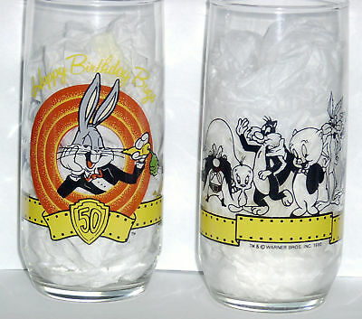 Primary image for Happy 50TH Birthday Bugs Bunny Cartoon Character Glass Tumbler Warner Bro 1990