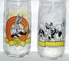 Happy 50TH Birthday Bugs Bunny Cartoon Character Glass Tumbler Warner Bro 1990 - $11.88