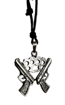 Knuckle Duster Guns Necklace Pendant Thug Lawless Gangster Pewter Cord Punk Rock - £6.86 GBP