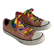 Converse Chuck Taylor All Star Madison Ox Pink Shoes Kids Sz 1 Rainbow Strings  - £16.90 GBP