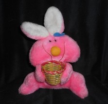 Vintage Hills Gourment Gifts Pink Bunny Rabbit Basket Stuffed Animal Plush Toy - £18.68 GBP