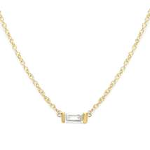 14k Gold Solitaire Baguette Diamond Necklace - £236.49 GBP