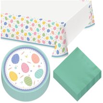 Easter Party Supplies - Pretty Pastel Eggs &quot;Happy Easter&quot; Oval Paper Din... - £9.32 GBP+