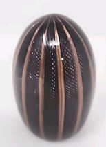 Vtg Murano Italy Paperweight Latticino Art Glass Black and Copper Ab 4 x 3&quot; U231 - £47.18 GBP