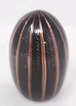 Vtg Murano Italy Paperweight Latticino Art Glass Black and Copper Ab 4 x... - $59.99