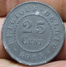 Belgium 5 Centimes, 1915 ZINC~1st Year Ever~High Grade - £3.94 GBP