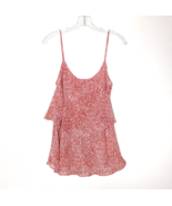CAbi Top Womens Size M Red Tan Tiered Adjustable Spaghetti Strap Chiffon... - $280.99 MXN