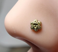 Tiny Small Nose Stud Antique gold finish nose ring Twisted ring l bend 22g - £14.40 GBP