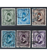 EGYPT 1927-37 Very Fine Used Stamps Set Scott #142-147 &quot; King Fuad &quot; - £2.40 GBP