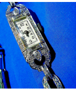 Earth mined Diamond Deco Gatsby era Watch Vintage Solid Platinum Statement - $63,107.53 MXN