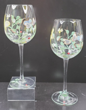 2 Lenox Butterfly Meadow Hand Painted Wine Glasses Set Floral Dragonfly Stemware - £39.46 GBP